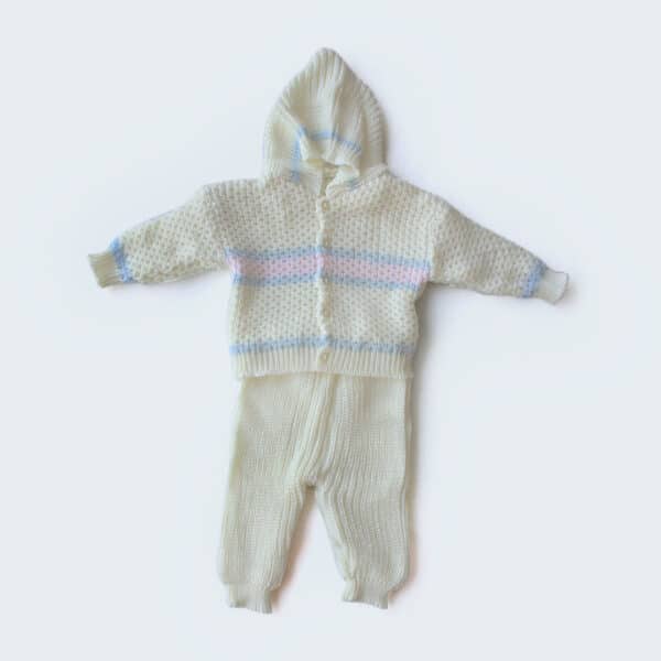 2 Pc Winter Knitted Suit Yellow Blue Pink