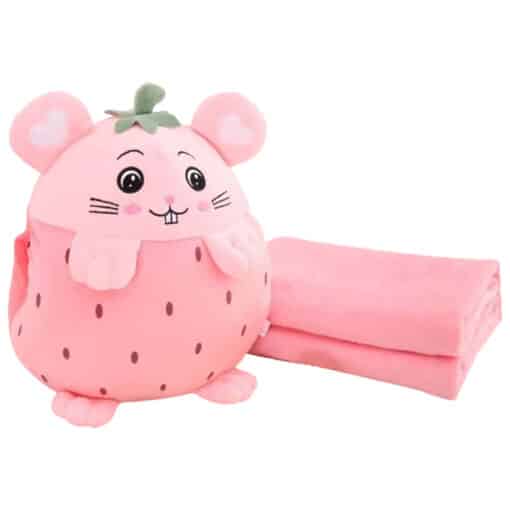 2in1 Hand Warmer Character Pillow with Blanket PINK.