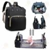 2in1 Water Proof Travel Diaper BagPack Changing Bed BLACK 1