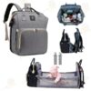 2in1 Water Proof Travel Diaper BagPack Changing Bed GREY 1
