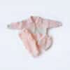3 Pc Winter Knitted Suit Collar Neck Pink White
