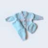 3 Pc Winter Knitted Suit Vneck Blue White