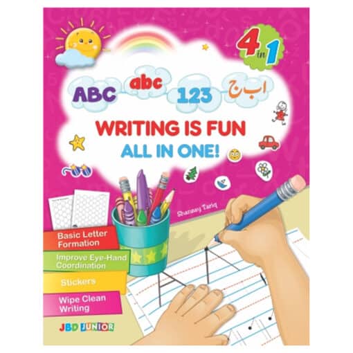 4in 1 Hand Writing Practice with Stickers Sheet and Activities ABC 123 abc Alif Bay Pay.