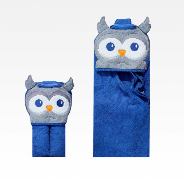 Animal Hooded Bath Towel JCBT 30 Royal Blue Owl