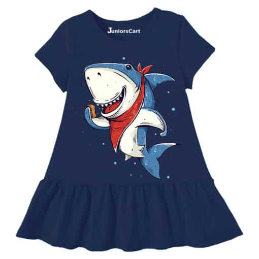Baby Girl Top Shark Scarf Navy Blue