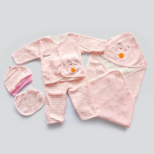 Baby Love 5 Piece Fleece Suit Light Pink 0 6 Months