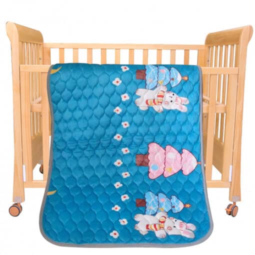 Baby Quilted Blanket Blue White Bunny.