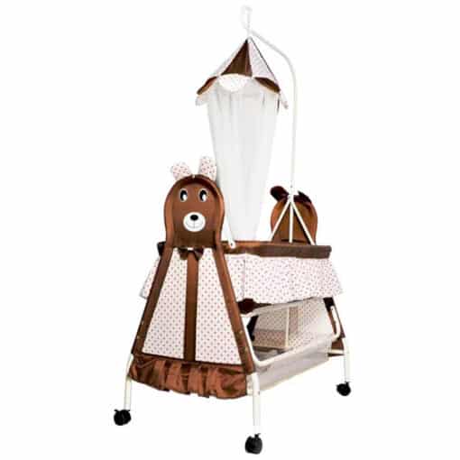 Bambino Sleeping Cot Cradle with Mosquito Net Bear BROWN 2