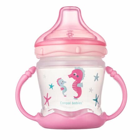 Canpol Babies NonSpill Cup With Soft Silicone Spout 180Ml Love And Sea 57300 Pink
