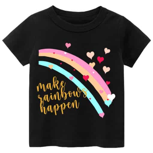 Casual T Shirt Make Rainbows Happen Black
