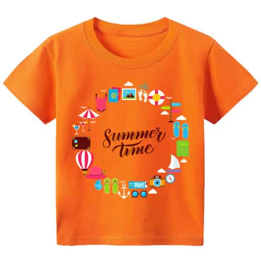 Casual T Shirt Summer Time Orange