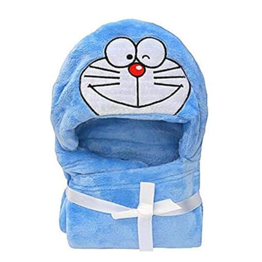 Character Hooded Blanket Doremon BLUE.