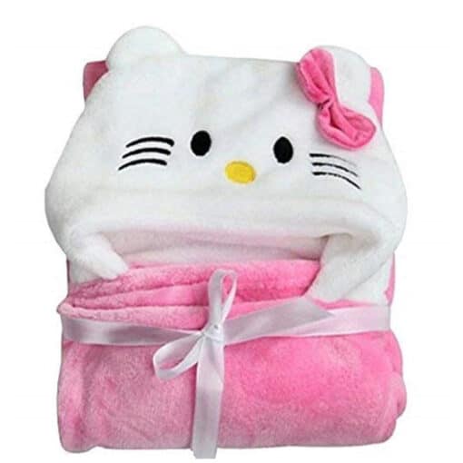 Character Hooded Blanket Kitten Plain PINK.