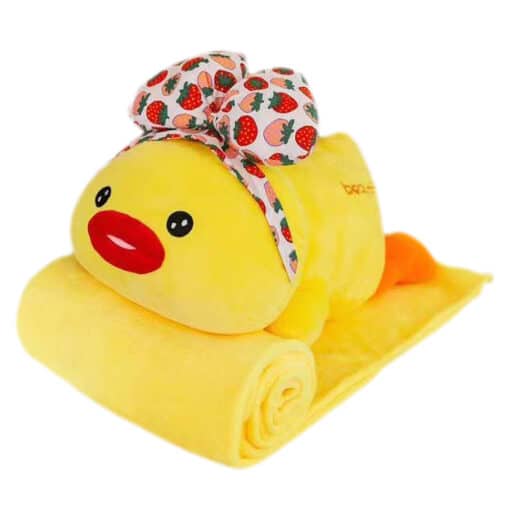Character Sleeping Pillow with Blanket DUCK YELLOW.