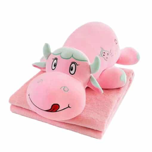 Character Sleeping Pillow with Blanket Hippo PINK.