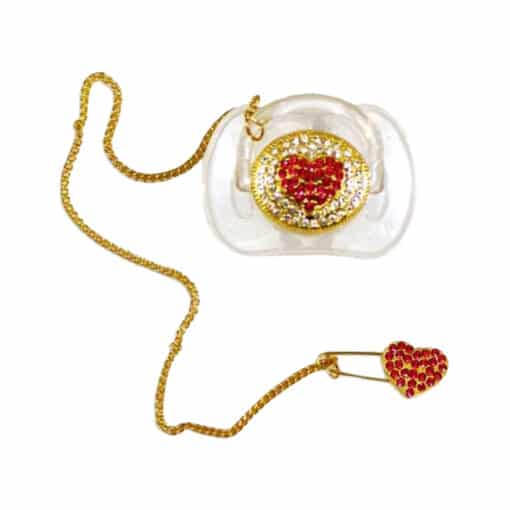 Chieea Gold Chain Style Pacifier with Hook Heart.