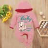 Custom Baby Jump Suit with Hoodie and Socks Baby Selfie PINK 1 1