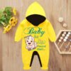 Custom Baby Jump Suit with Hoodie and Socks Baby Selfie YELLOW 1