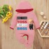 Custom Baby Jump Suit with Hoodie and Socks Boss Baby PINK 1 1