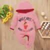 Custom Baby Jump Suit with Hoodie and Socks Chachu Cares PINK 1