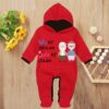 Custom Baby Jump Suit with Hoodie and Socks Dada Dadi RED 1