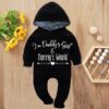 Custom Baby Jump Suit with Hoodie and Socks Daddys Girl BLACK 1