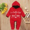 Custom Baby Jump Suit with Hoodie and Socks Daddys Girl RED 1
