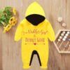 Custom Baby Jump Suit with Hoodie and Socks Daddys Girl YELLOW 1