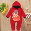 Custom Baby Jump Suit with Hoodie and Socks Eid Dollar RED 1