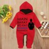 Custom Baby Jump Suit with Hoodie and Socks Engineer RED 1
