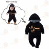 Custom Baby Jump Suit with Hoodie and Socks Handsome Daddy BLACK 2 1