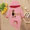 Custom Baby Jump Suit with Hoodie and Socks Handsome Daddy PINK 1