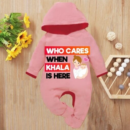 Custom Baby Jump Suit with Hoodie and Socks Khala Cares PINK 1