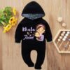 Custom Baby Jump Suit with Hoodie and Socks Khala Jaan BLACK 1