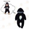 Custom Baby Jump Suit with Hoodie and Socks Kitty BLACK 2 1