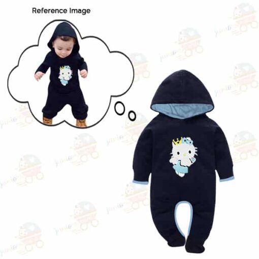 Custom Baby Jump Suit with Hoodie and Socks Kitty BLUE 2 1