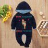 Custom Baby Jump Suit with Hoodie and Socks Mama Baba BLUE 1