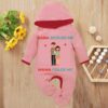 Custom Baby Jump Suit with Hoodie and Socks Mama Baba PINK 1