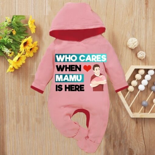 Custom Baby Jump Suit with Hoodie and Socks Mamu Cares PINK 1