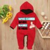 Custom Baby Jump Suit with Hoodie and Socks Mamu Cares RED 1