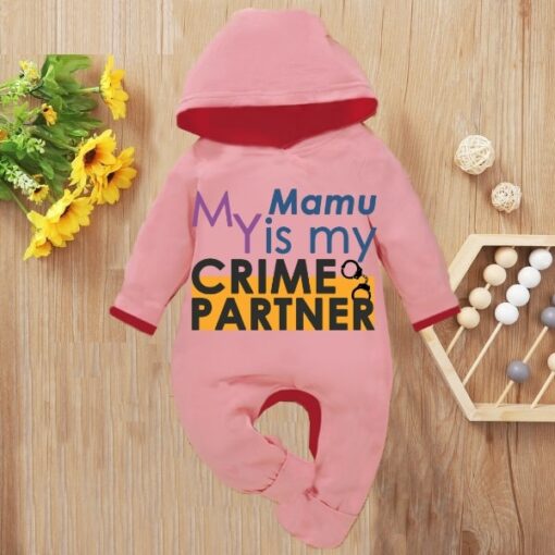 Custom Baby Jump Suit with Hoodie and Socks Mamu Partner PINK 1