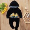 Custom Baby Jump Suit with Hoodie and Socks Minions BLACK 1
