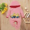 Custom Baby Jump Suit with Hoodie and Socks Minions PINK 1