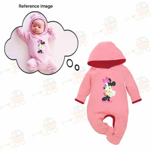 Custom Baby Jump Suit with Hoodie and Socks Minnie PINK 2 1