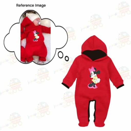 Custom Baby Jump Suit with Hoodie and Socks Minnie RED 2 1