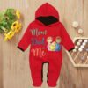 Custom Baby Jump Suit with Hoodie and Socks Mom Dad RED 1