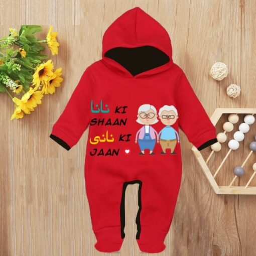 Custom Baby Jump Suit with Hoodie and Socks Nana Nani RED 1