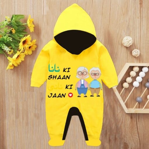 Custom Baby Jump Suit with Hoodie and Socks Nana Nani YELLOW 1