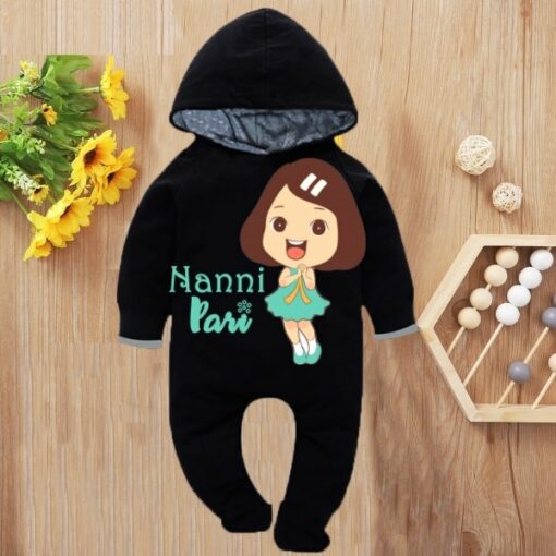Custom Baby Jump Suit with Hoodie and Socks Nanni Pari BLACK 1