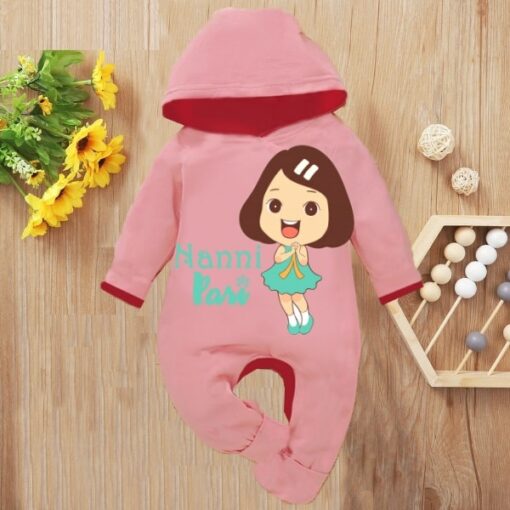 Custom Baby Jump Suit with Hoodie and Socks Nanni Pari PINK 1